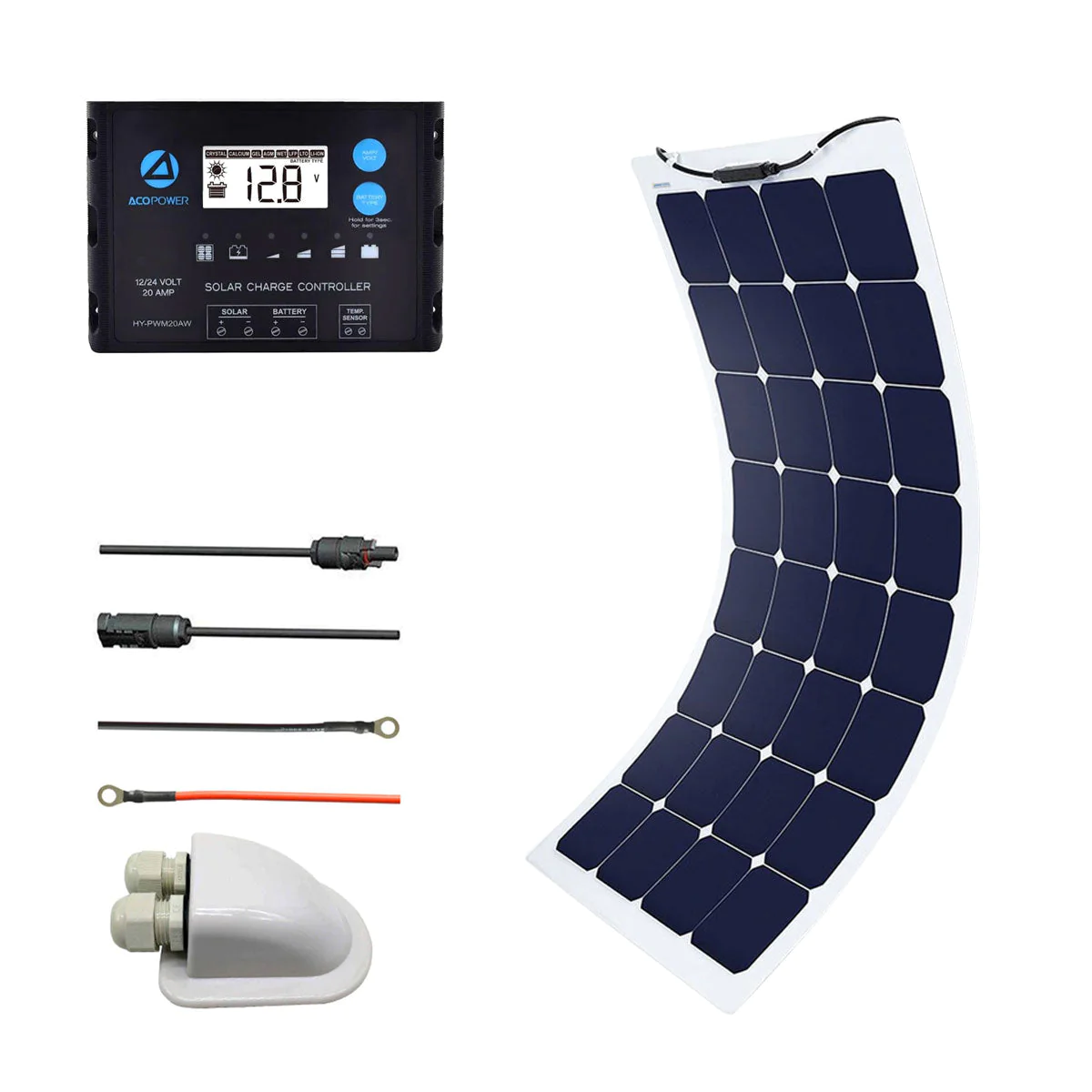 ACOPOWER Flexible Solar Panel Kit + MPPT / PWM Charge Controller - 110W PWM20A